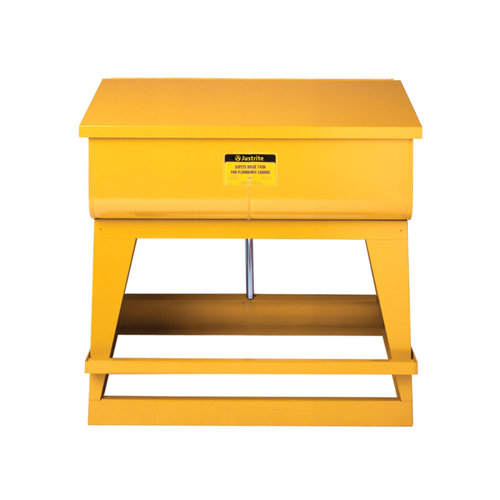 Justrite® Rinse Tank, 22 gal Foot-Operated, Self-Close Cover, Floor Standing, Yellow