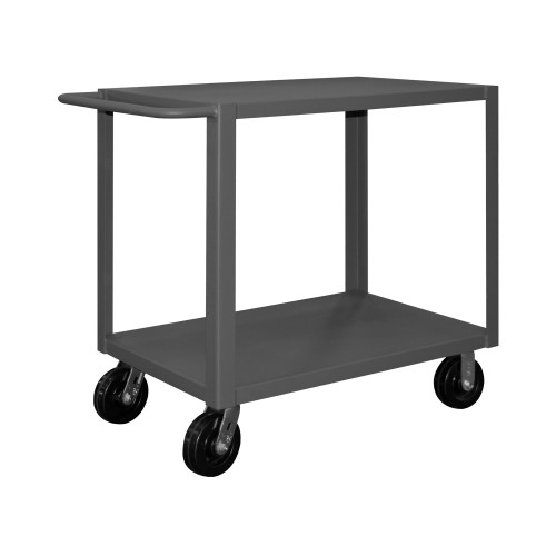 Heavy Duty Service Truck, 14 Ga. Steel, 2 Shelves, 30 x 48, 4000 lb Capacity, 6" x 2" Phenolic Casters - (2) Rigid, (2) Swivel, Gray