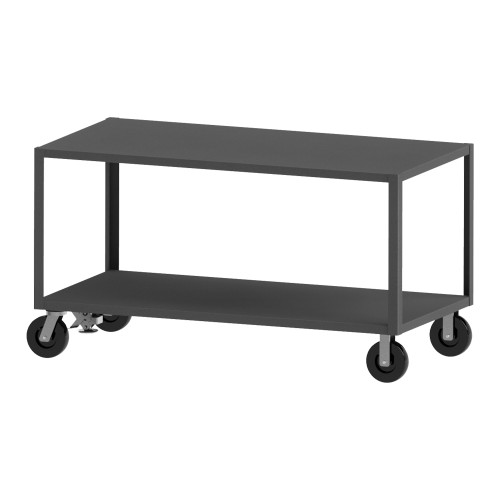 Heavy Duty Service Truck, 12 Ga. Steel, 2 Shelves, 30 x 72, 5000 lb Capacity, No Handle, 8" x 2" Phenolic Casters - (2) Rigid, (2) Swivel, Floor Lock,
