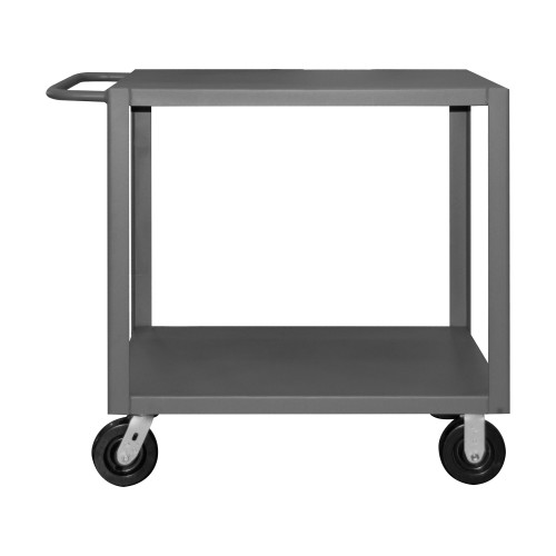 Heavy Duty Service Truck, 12 Ga. Steel, 2 Shelves, 36 x 72, 5000 lb Capacity, 8" x 2" Phenolic Casters - (2) Rigid, (2) Swivel, Gray