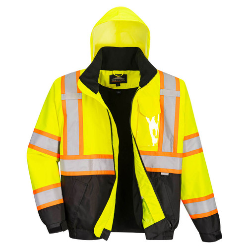 Hi Viz 2-in-1 Contrast Tape Bomber Jacket Class 3