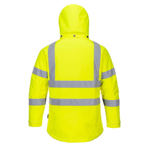 Women's Hi Viz Winter Jacket, Yellow, Class 3 with Reflective Safety Tape
