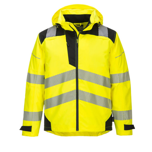 PW3 Hi Viz Extreme Rain Jacket, Yellow/Black, Class 3 with Reflective Safety Tape