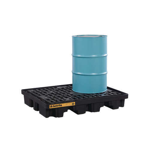 Justrite® Low Line Drum Spill Pallet, 2-Drum, Eco Black