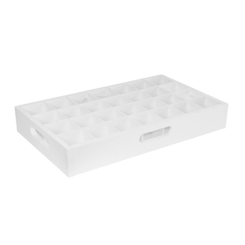 Adjustable Bottle Rack, 11-1/8 x 18-7/8 White PVC, Dividers Adjust for up to 28 Bottles