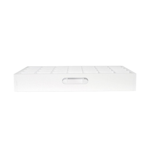 Adjustable Bottle Rack, 11-1/8 x 18-7/8 White PVC, Dividers Adjust for up to 28 Bottles