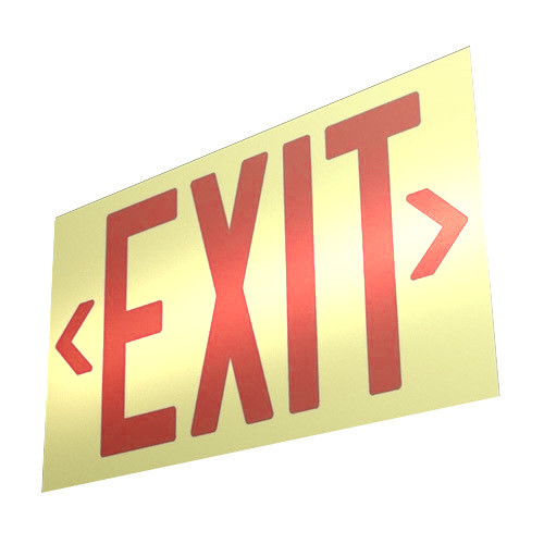 EcoGlo UL 924 Glow in the Dark EXIT Sign, Single, Unframed, 50ft Visibility