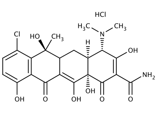Chlortetracycline hydrochloride (C22H24Cl2N2O8), 100 grams