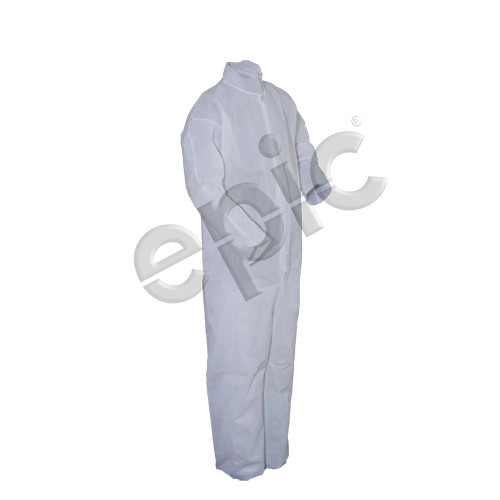 Disposable Coveralls, Heavy Polypropylene, with Collar, No Elastic, White, case/25