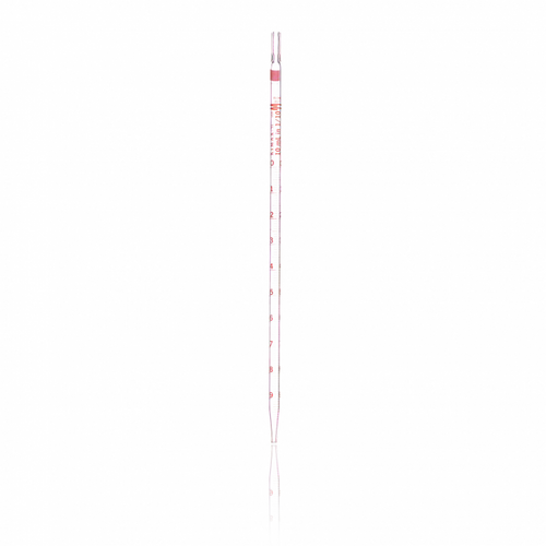KIMBLE® Borosilicate Glass Reusable Serological Pipet with Plugging Top, Color : Red, 1 ml, case/12