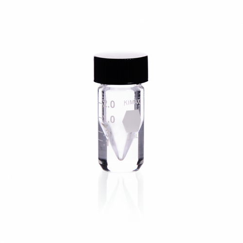 KIMBLE® ACCUFORM® Graduated Vial, Borosilicate Glass, Clear, 1 ml, case/12