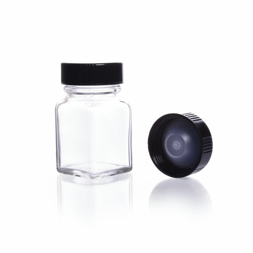 Kimble® Clear Glass Square Tablet Bottles, Poly Vinyl Lined, 30 ml, case/288