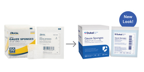 Dukal Gauze Sponges, 2" x 2", Sterile, 8-Ply, 2 per pack, 50 pk per box, 30 boxes per case