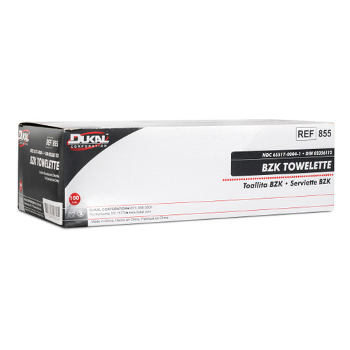 Dukal Buk Swab/Towelette, BZK Towelette, 5" x 9", 100 per box, 20 boxes per case