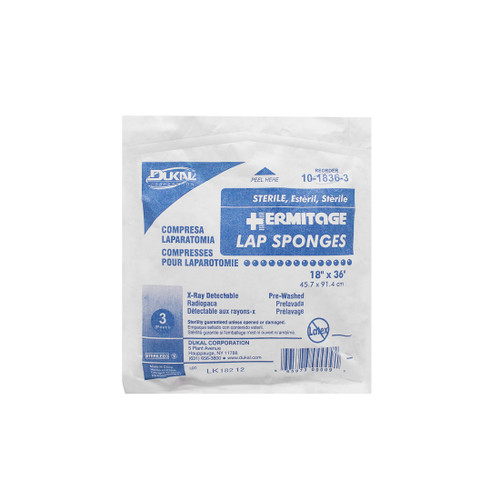 Dukal Laparotomy Sponges, 18" x 36", Sterile, X-Ray Detectable, Prewashed, Softpack, 3 per pack, 20 pk per case