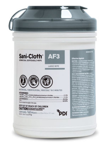 Sani-Cloth® AFX Germicidal Disposable Wipes, Large, 6" x 6-3/4", 160 per can, 12 canisters per case