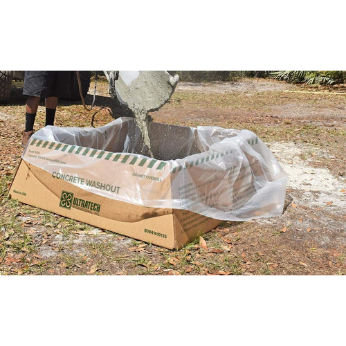 Concrete Washout Bin, 30" x 30" Fold-Flat, Reusable, with 6 mil Liner