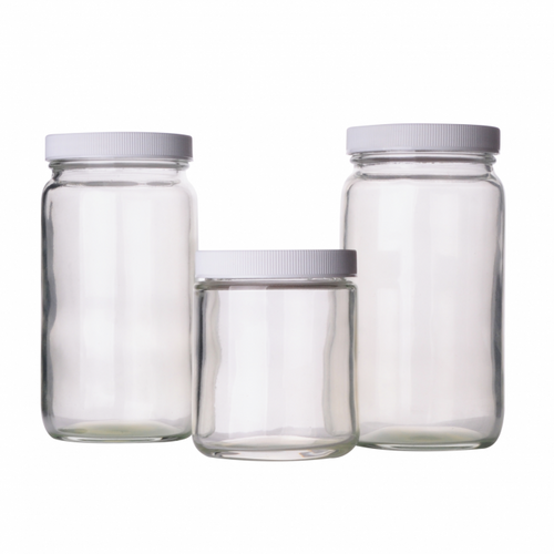 Wheaton® Safety Coated Straight Sided Jar, 1000 ml, Pulp Vinyl Lined, Clear, case/12