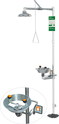 Polished Chrome Shower Safety Station with Eyewash