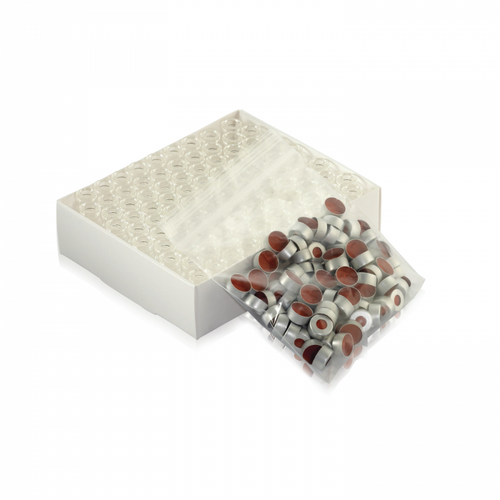 Wheaton® Borosilicate Glass E-Z Vials 12 x 32mm Crimp Top Convenience Packs, Clear with Patch, PTFE / Red Rubber, Natural, case/100 Wheaton® Borosilicate Glass E-Z Vials 12 x 32mm Crimp Top Convenience Packs, Clear with Patch, PTFE / Red Rubber, Natural, case/100