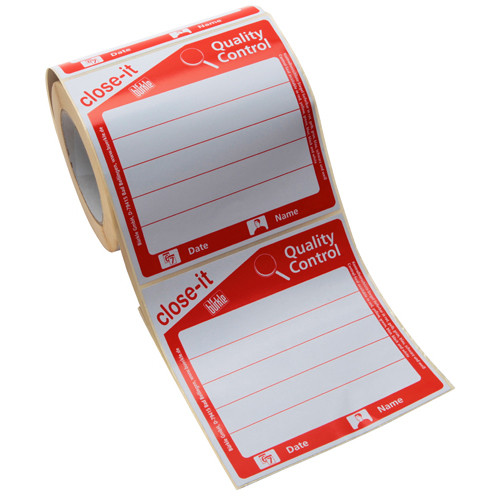 Close-It Label, Super Sticky Hole Patch, Red Print, 150mm, Roll/250, case/250