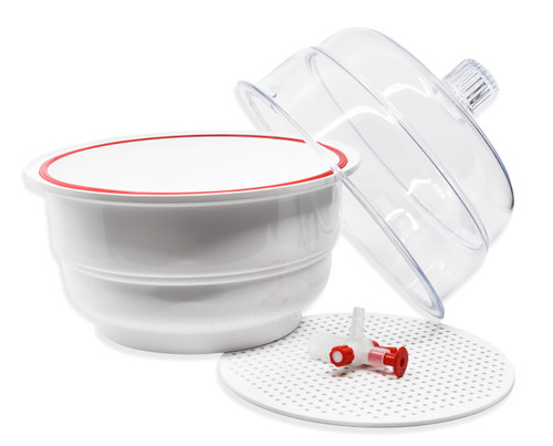 Desiccator Vacuum, 20cm, Silicone O-Ring, Polypropylene and Polycarbonate, PTFE plug and stopcock, Flat Dome, Autoclavable, 740mm Hg for 24 Hours