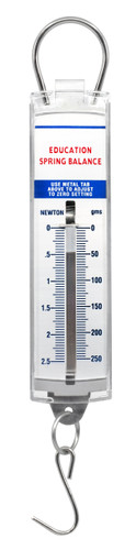 Spring Balance, 0-500g / 0-5N, High Resolution, Dual Transparent Scale, Newtons & grams, Zero Calibration Capability, Acrylic Body