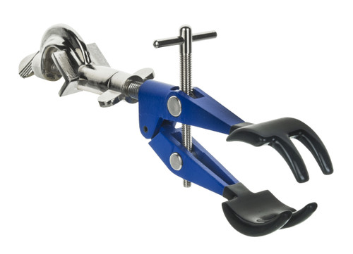 4 Prong Clamp, Vinyl Coated, Swivel Bosshead, 4.1" Max Opening, up to 18mm Rods, Powder Coated Zinc Alloy Clamp