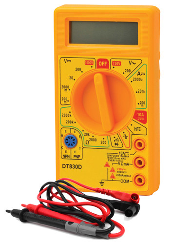 Digital Multimeter, M-830D, 200mV, 1000 V +/-0.5% +/-2Digit, Testing Leads, Battery & Instructions Included