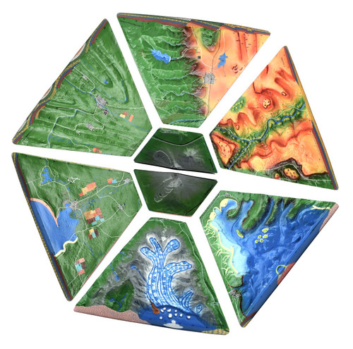 Geological Model, Landform Set, 37", Set of 8, Cross-Sectional 3D Geography, Hand-Painted with Lesson Plan