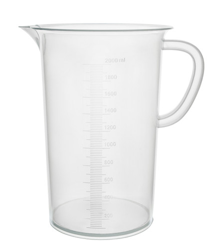 Measuring Jug, 2000 ml, Polypropylene, Molded Graduations, Chemical Resistant, Autoclavable, Handle