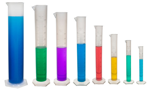 Polypropylene Graduated Cylinders, 10 ml, 25 ml, 50 ml, 100 ml, 250 ml, 500 ml, 1000 ml, 2000 ml