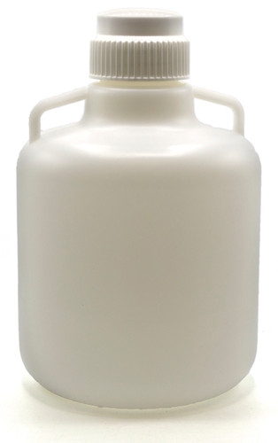 10 Liter (2.6 Gallon) Carboy Jug with Gasket Cap, White PP with Handles, 2-5/8" Neck