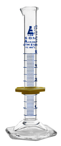 Measuring Cylinder, 5mL, Class A, ASTM, Blue, 0.1ml Graduations, Borosilicate Glass