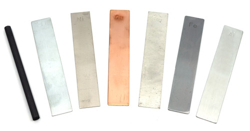 Metal Electrodes 7 Piece Set, Aluminum, Copper, Zinc, Nickel, Tin, Iron & Graphite