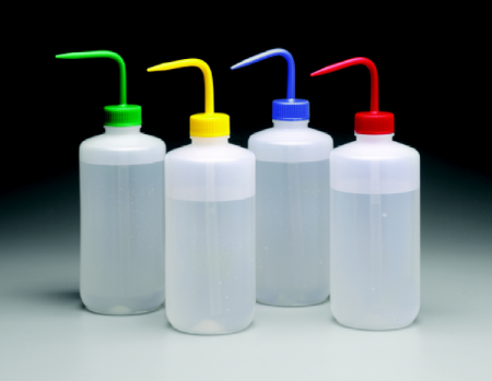 Nalgene® 2422-3500 Wash Bottles, Narrow Mouth, Blue, LDPE, 500 ml, case/24