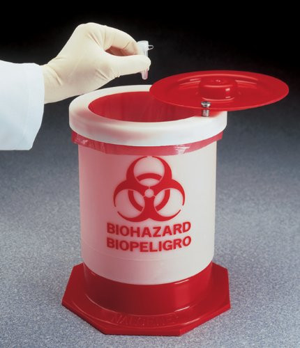 Nalgene® 6370-0004 Waste Container, Biohazardous, PP, 1.5 gallon, Each
