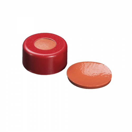 Wheaton® MicroLiter® 11mm Crimp Seals with Septa, PTFE/Red Rubber, Red, Pack/100