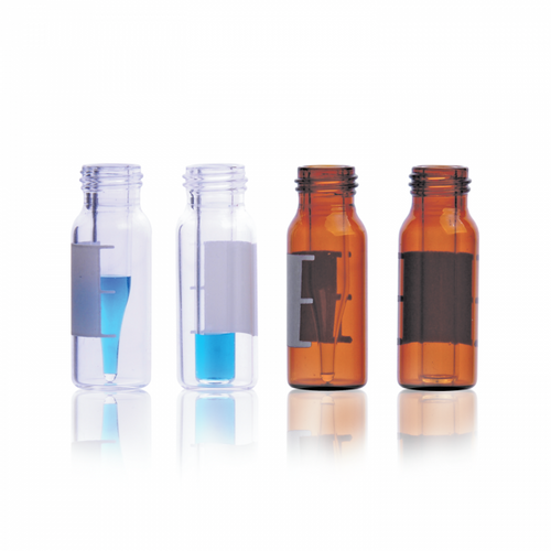 Wheaton® MicroLiter® 76-Series Vials, Borosilicate Glass, 12 x 32mm Vials, Borosilicate Glass with Limited Volume Inserts, Amber, Non-Silanized with Patch, 350ul, Pack/100