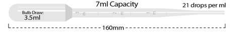 Transfer Pipet, 7.0mL, Large Bulb, Graduated to 3mL, 155mm, STERILE, 20/Pack, 20 Packs/Case main image 1