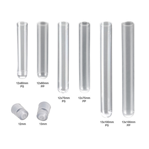 Test Tube / Culture Tube, 13x100mm, 8mL, PS, Rimless, No Cap, Non-Sterile, 10 Bags of 300 Tubes, 3000/case