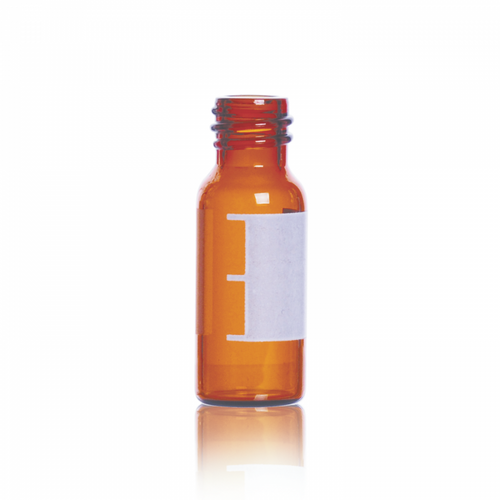 Wheaton® MicroLiter® 12 x 32 mm Autosampler Vials, Borosilicate Glass with 8-245 Screw Thread Finish, Amber with Patch, Non-Silanized, Pack/100