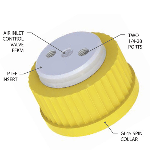 Port Cap has (2) opening for 1/4-28 standard adapters