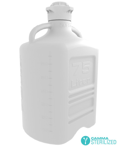 EZBio® Single-Use Carboy Sterile, 75 Liter, Polypropylene with 120mm VersaCap®, Rectangular with Handles, each
