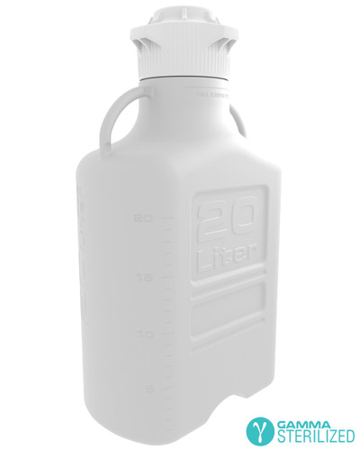 EZBio® Single-Use Carboy Sterile, 20 Liter Polypropylene with 120mm VersaCap®, Rectangular with Handles, each