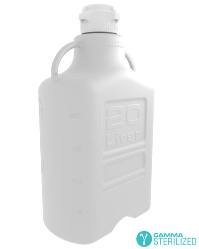 EZBio® Single-Use Carboy, Sterile, 20 Liter with 83B VersaCap®, Rectangular with Handles, each