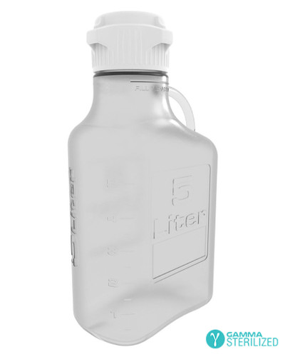 EZBio® Single-Use Carboy Sterile, 5 Liter PETG with 83B VersaCap®, Rectangular with Handles, each