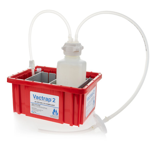 Vactrap2® Vacuum Trap Kit, Shatterproof, 1 Liter Bottle, Polypropylene, Red Bin, 1/4" ID Tubing, each
