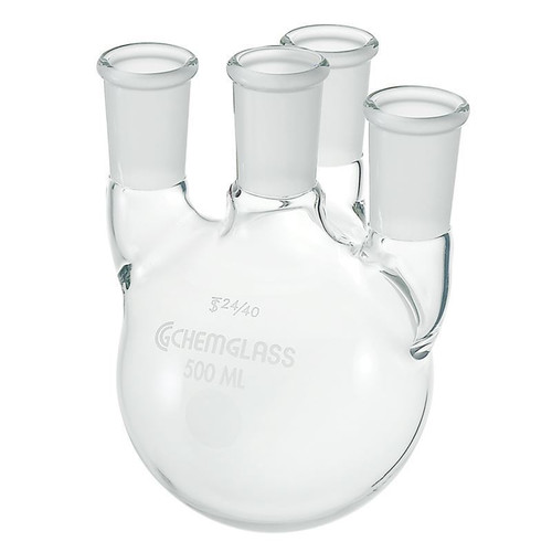 Round Bottom Flask, 12 Liter Heavy Wall 4-Neck, Vertical, 45/50-24/40