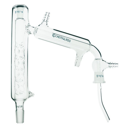 Distillation Head, Micro Vigreux, 10/18 Thermometer Joint, 14/20 Outer Joint Distillation Head, Micro Vigreux, 10/18 Thermometer Joint, 14/20 Outer Joint